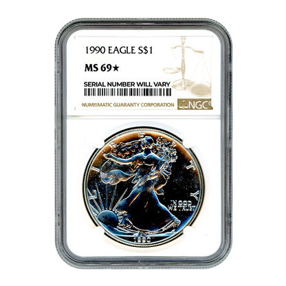 1990 Silver Eagle - Business Strike - NGC MS69 Star - CoinsTV