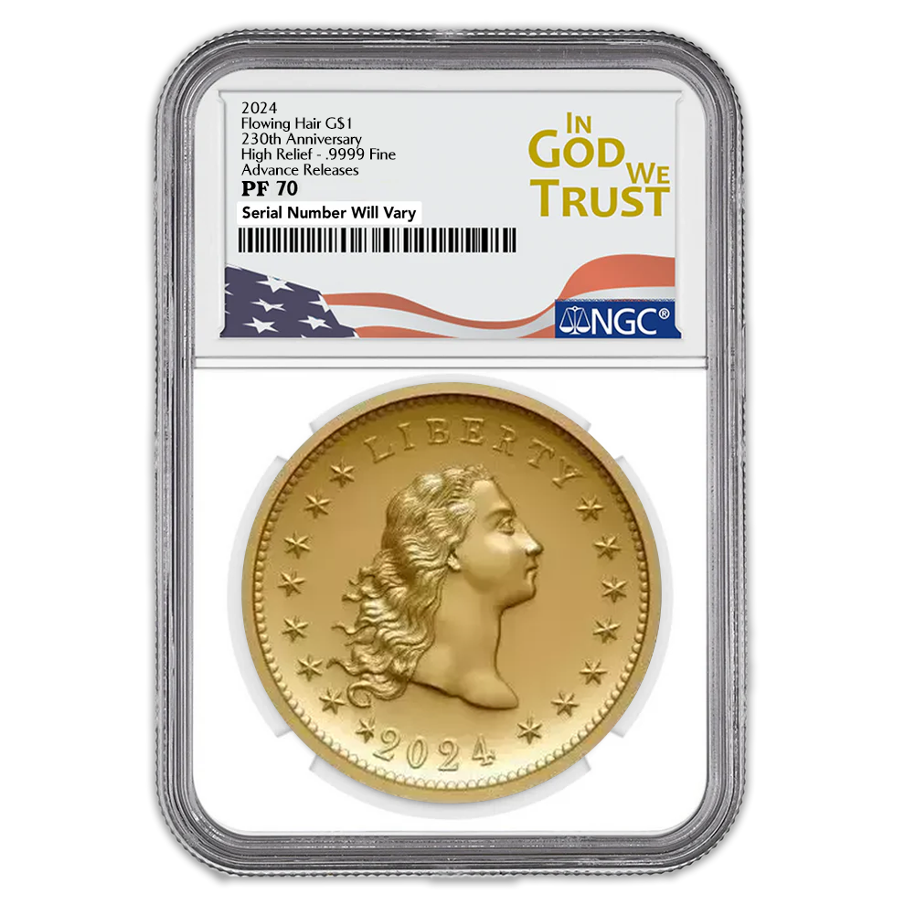 2024 230th Anniversary Flowing Hair Gold - Advance Releases & IGWT Label - NGC PF70 - CoinsTV