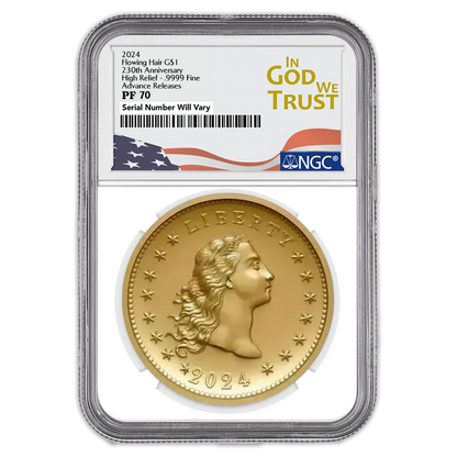2024 230th Anniversary Flowing Hair Gold - Advance Releases & IGWT Label - NGC PF70 - CoinsTV