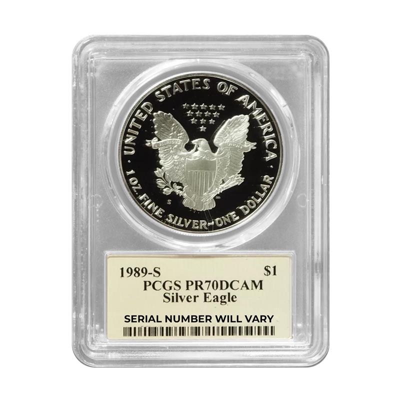 1989-S Silver Eagle - Minute Man Label - PCGS PR70 DCAM Thomas Cleveland Signature - CoinsTV