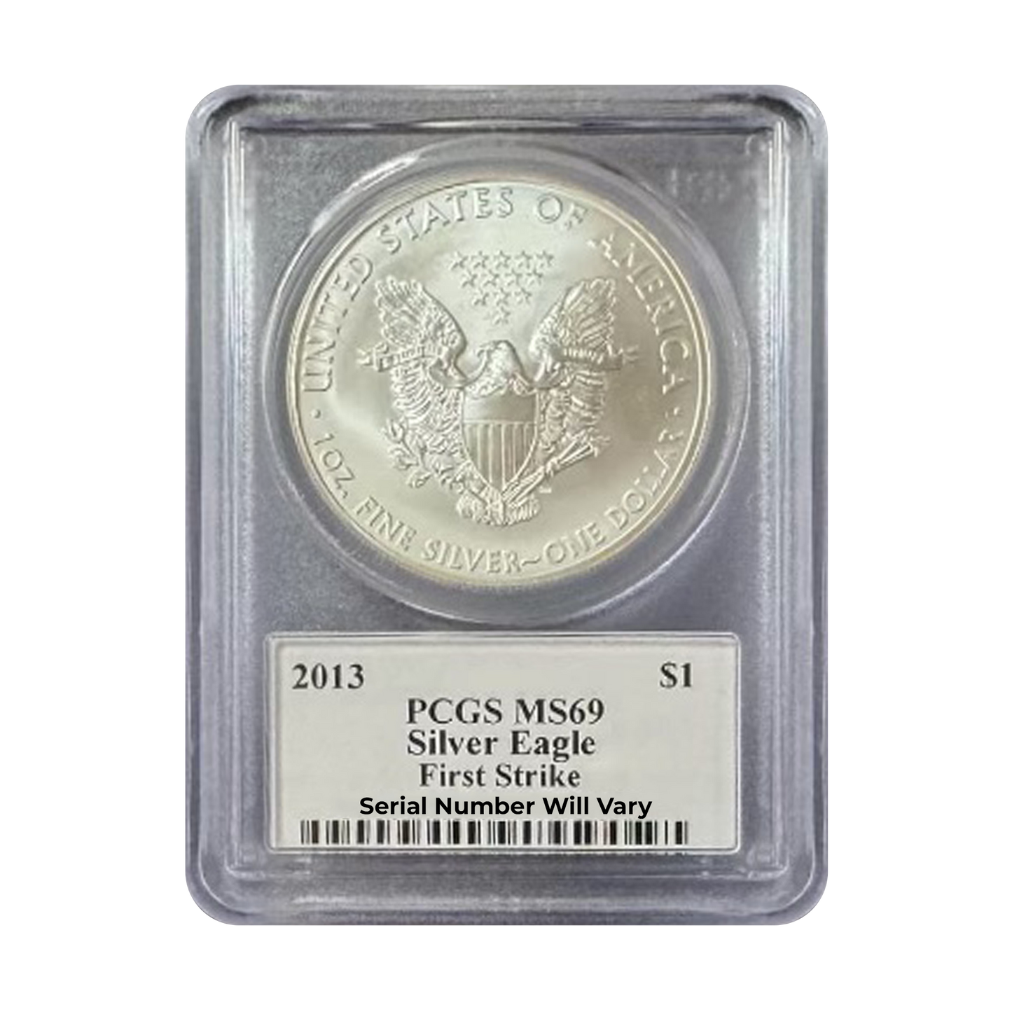 2013 Silver Eagle - Mercanti Signature Label - PCGS MS69 First Strike - CoinsTV