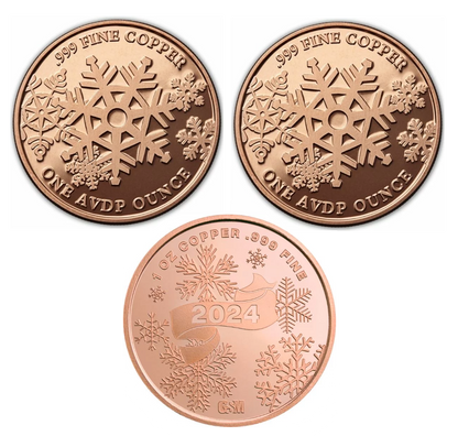 Christmas Themed Copper Rounds - 3 Piece Set - CoinsTV