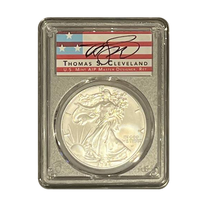 2024-W Burnished Silver Eagle - Advance Release & Cleveland Signature - PCGS SP70 - CoinsTV