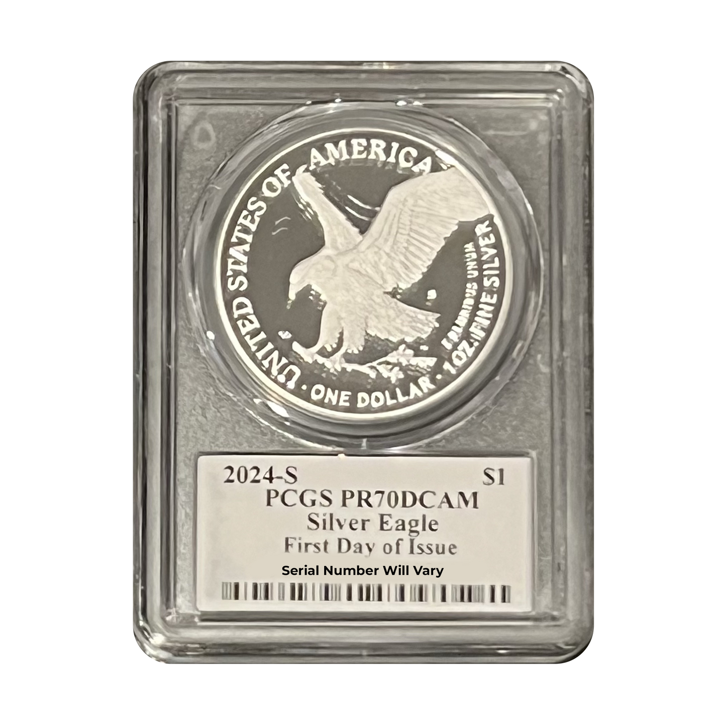 2024-S Silver Eagle - Emily Damstra Signature Label - PCGS PR70 FDI - CoinsTV