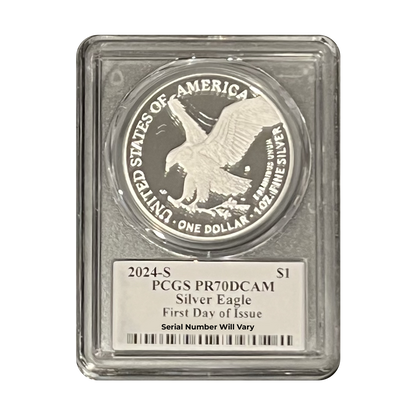 2024-S Silver Eagle - Emily Damstra Signature Label - PCGS PR70 FDI - CoinsTV