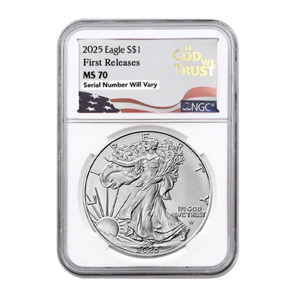 2025 Silver Eagle - In God We Trust Label - NGC MS70 First Releases