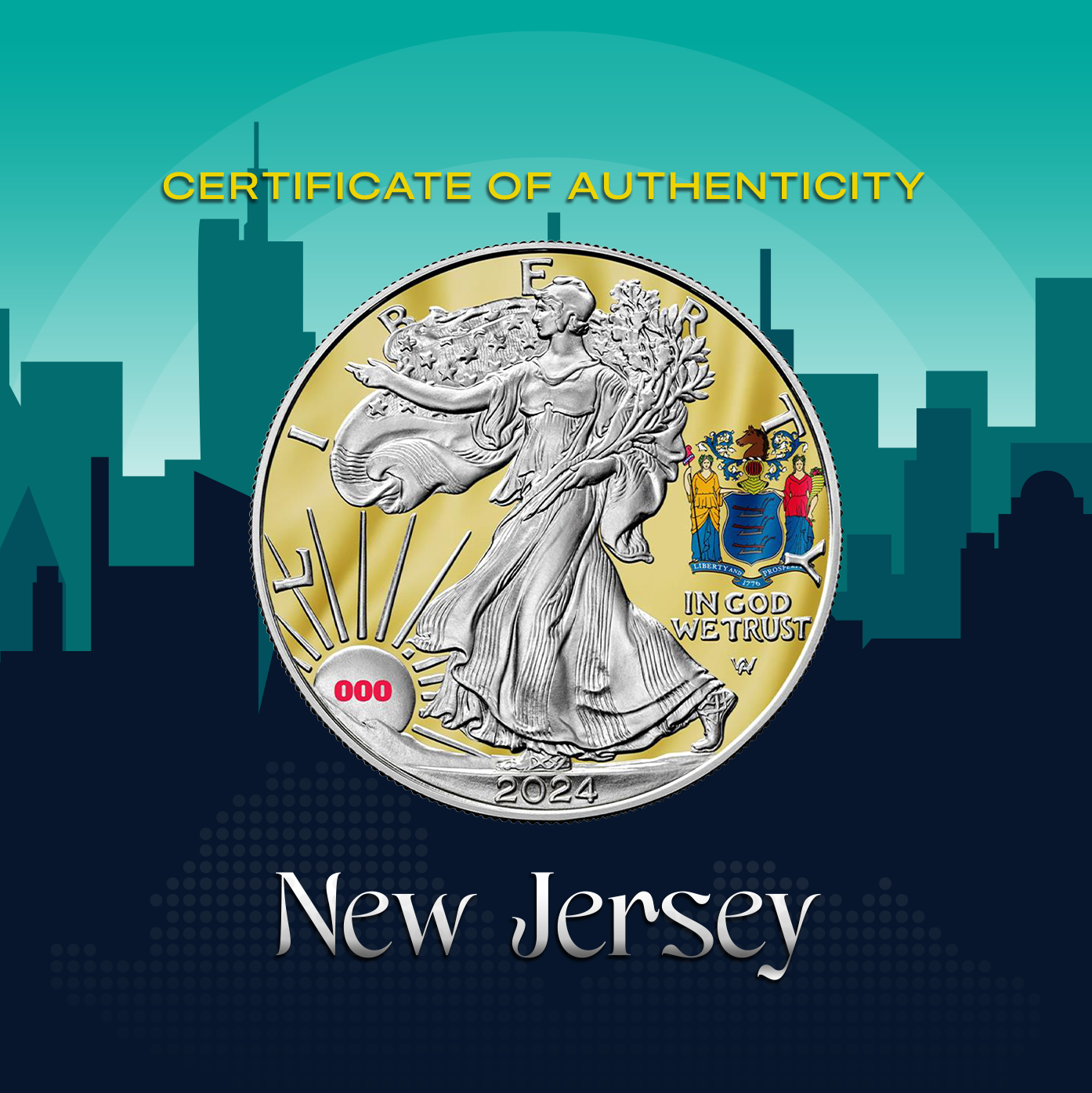 2024 State Flags Silver Eagle - New Jersey Limited Edition - CoinsTV
