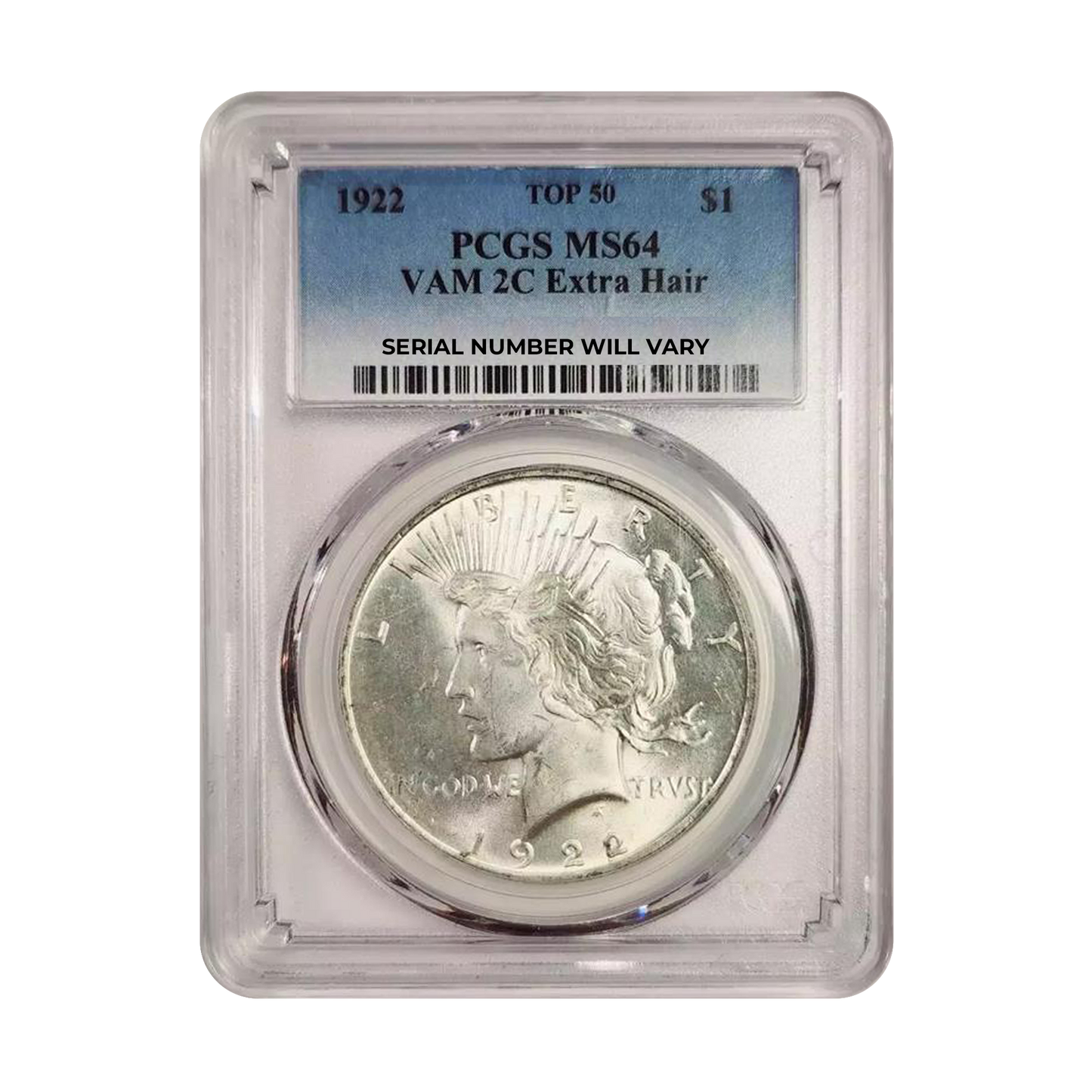 1922 Peace Silver Dollar - Top 50 VAM 2C Extra Hair - PCGS MS64 - CoinsTV