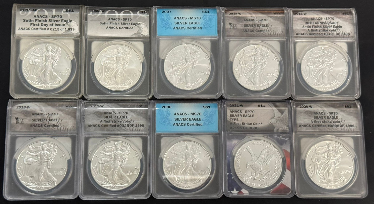Silver Eagle Grab Bag ANACS MS70 Certified - CoinsTV
