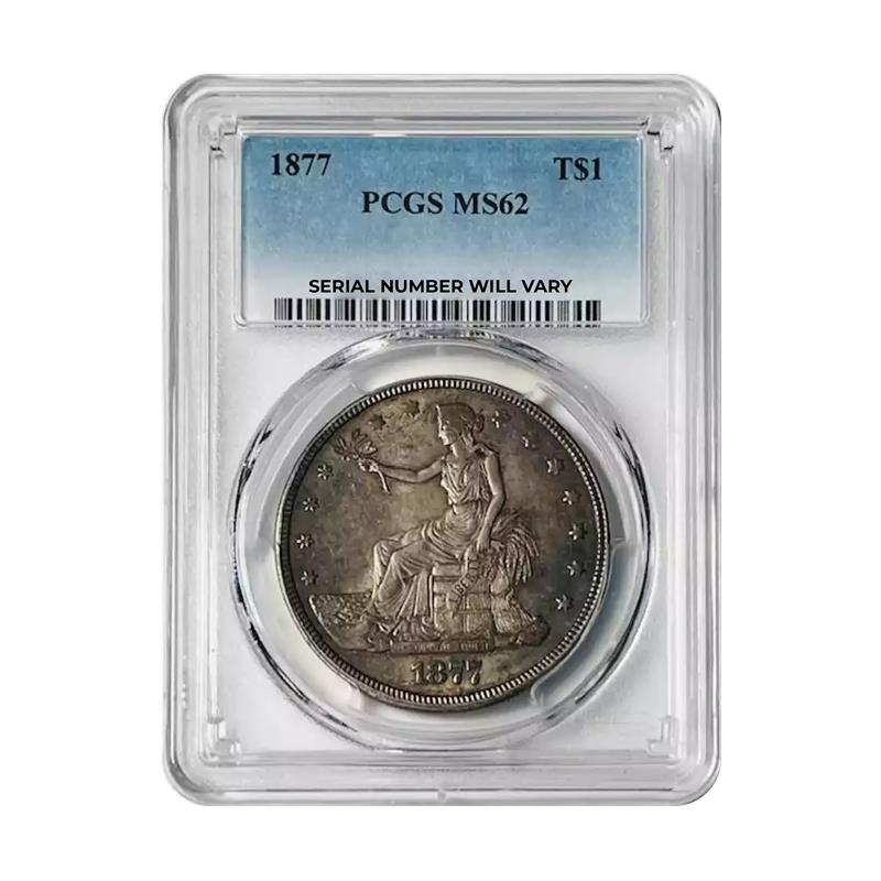 1877 Trade Silver Dollar - PCGS MS62 - CoinsTV