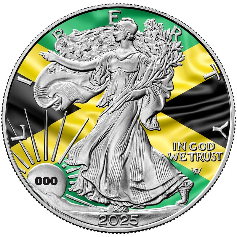 2025 Flags of the World Silver Eagle - Jamaica - First Edition - CoinsTV