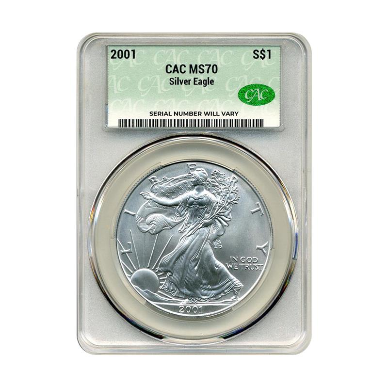 2001 Silver Eagle CAC MS70 - CoinsTV