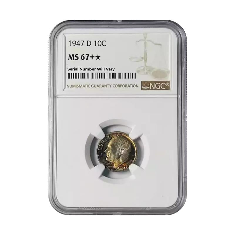1947 D Roosevelt Dime - NGC MS67+ Star - CoinsTV
