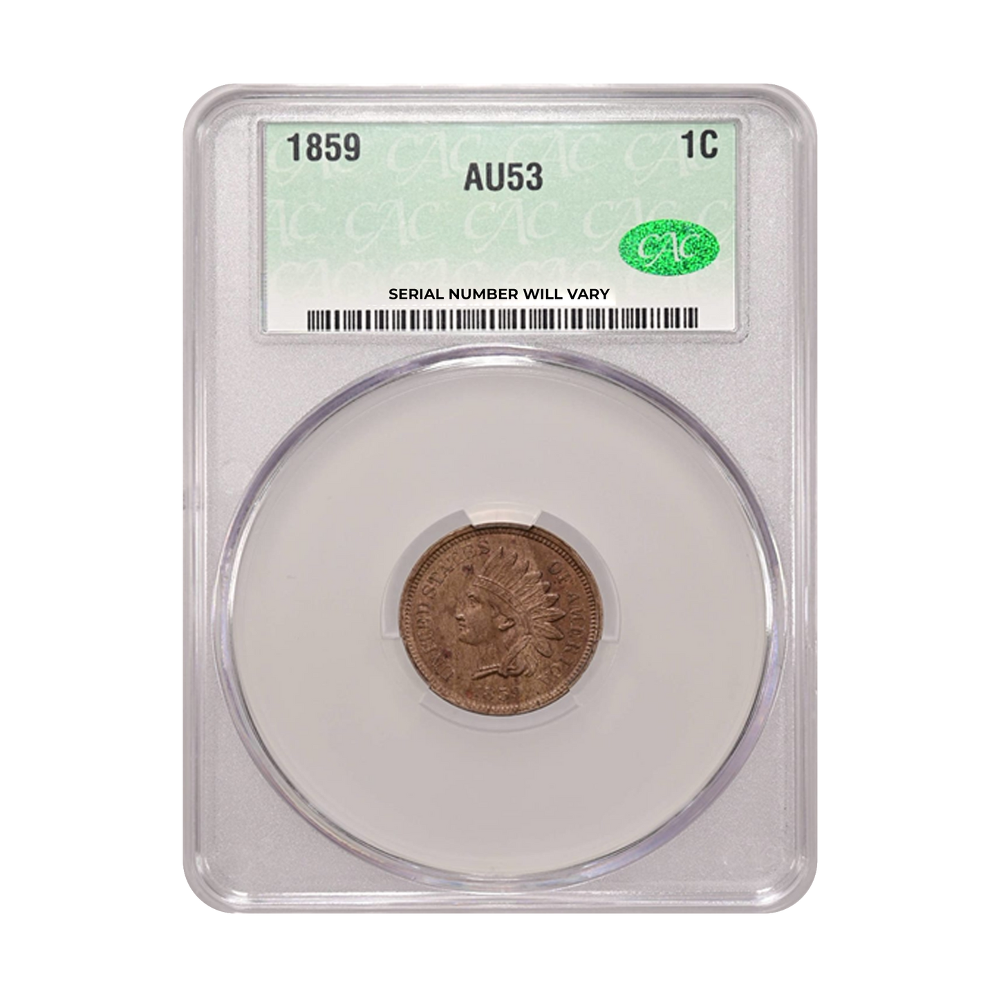 1859 Indian Head Cent - CAC AU53 - CoinsTV