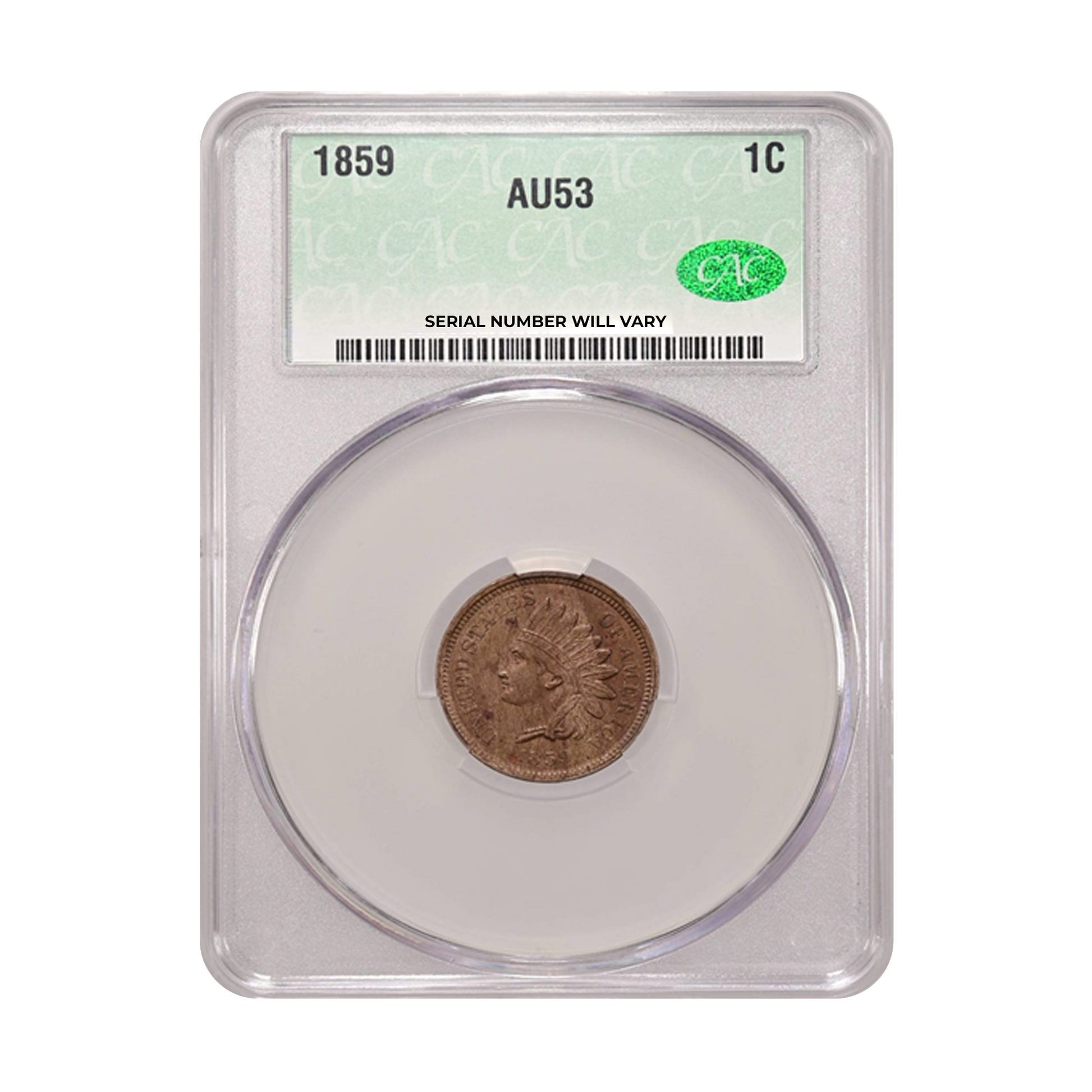 1859 Indian Head Cent - CAC AU53 - CoinsTV