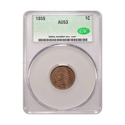 1859 Indian Head Cent - CAC AU53 - CoinsTV
