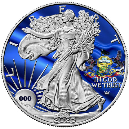 2025 State Flags Silver Eagle - Pennsylvania Limited Edition - CoinsTV