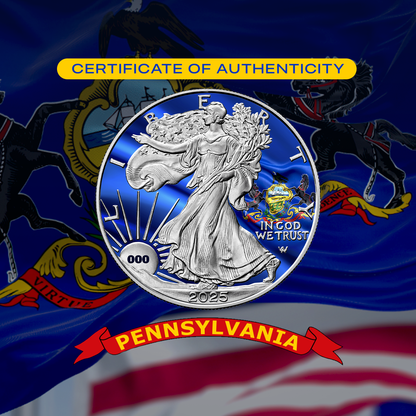 2025 State Flags Silver Eagle - Pennsylvania Limited Edition - CoinsTV