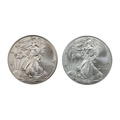 1997 & 1998 Silver Eagle The Pre-Millennium Set Brilliant Uncirculated