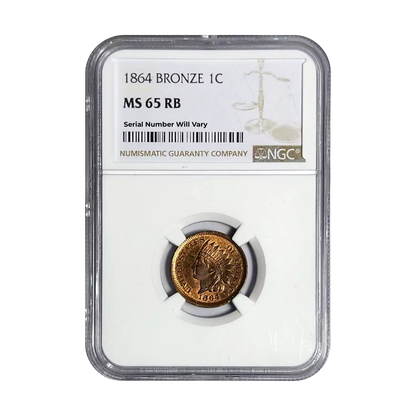 1864 Indian Head Cent - NGC MS65 Bronze RB - CoinsTV