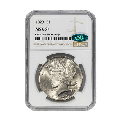 1923 Peace Silver Dollar - NGC MS66+ CAC - CoinsTV