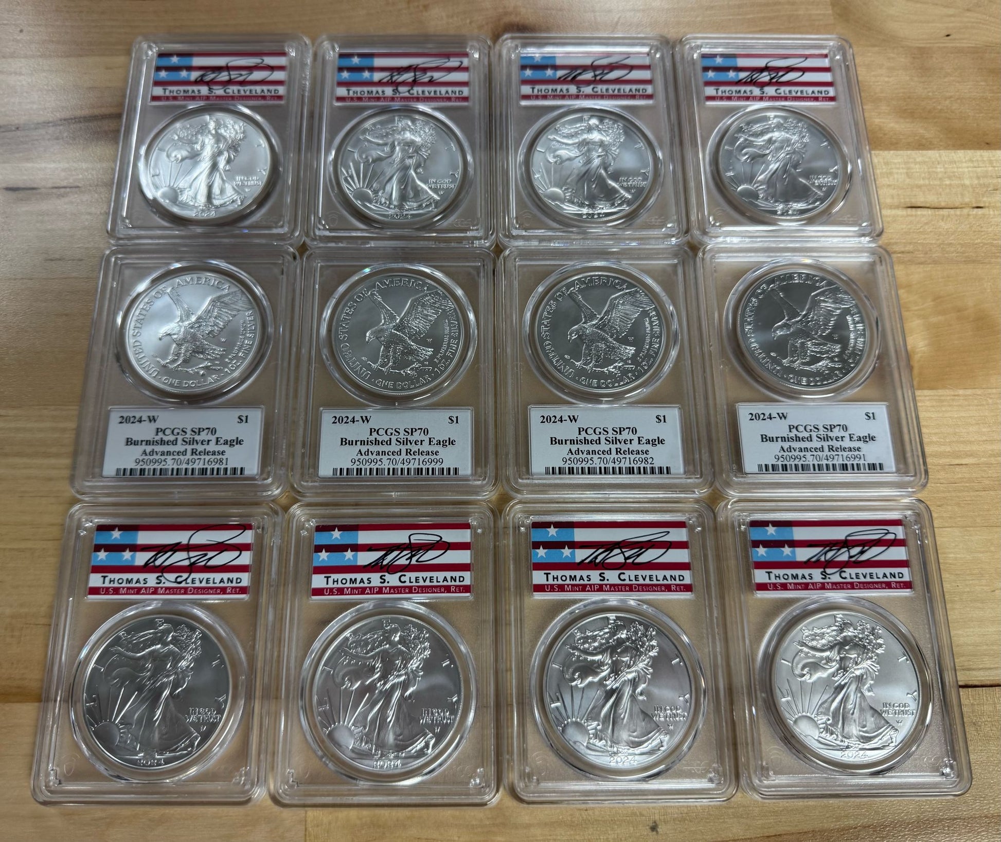 2024-W Burnished Silver Eagle - Advance Release & Cleveland Signature - PCGS SP70 - CoinsTV