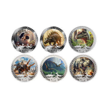 2025 Liberia Jurassic Life Dinosaurs 6 x 1 oz Silver Coin Set - CoinsTV