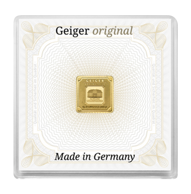 Geiger 1 gram Gold Carded Bar - CoinsTV