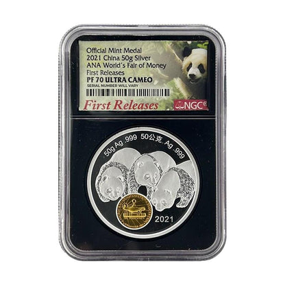 2021 China Panda Chicago ANA 50g Silver Medal - First Releases - NGC PF 70 UCAM - CoinsTV