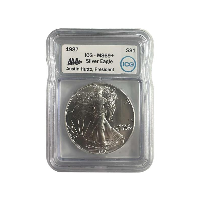 1987 Silver Eagle - Austin Hutto Signature - ICG MS69+