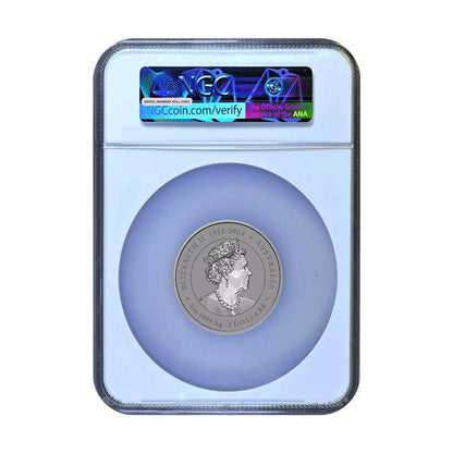 2024 Silver Lunar Year of the Dragon 2 oz Silver - Yellow Facing - NGC MS70