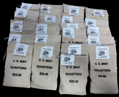 100 BU Quarters Canvas Grab Bag Deal - CoinsTV