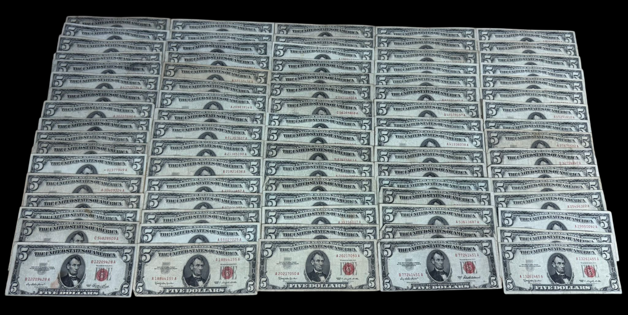 Cowboy State $5 Red Seal Notes - VG to VF