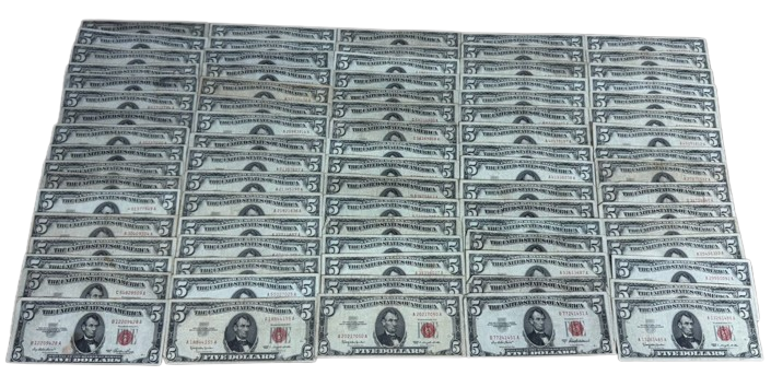 Cowboy State $5 Red Seal Notes - VG to VF - CoinsTV