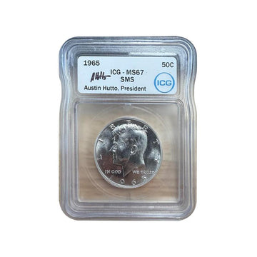 1965 Kennedy Half Dollar SMS - Austin Hutto Signature Label - ICG MS67