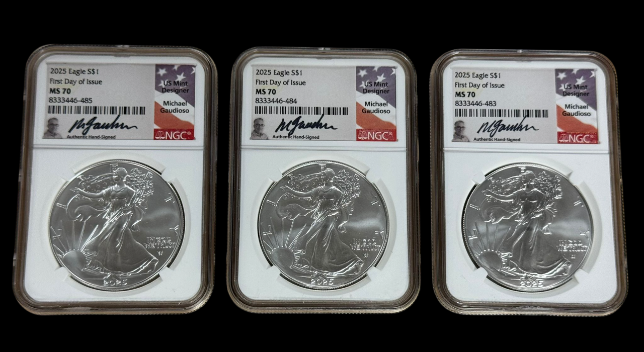 2025 Silver Eagle – Michael Gaudioso Signature Label – NGC MS70 FDI - CoinsTV