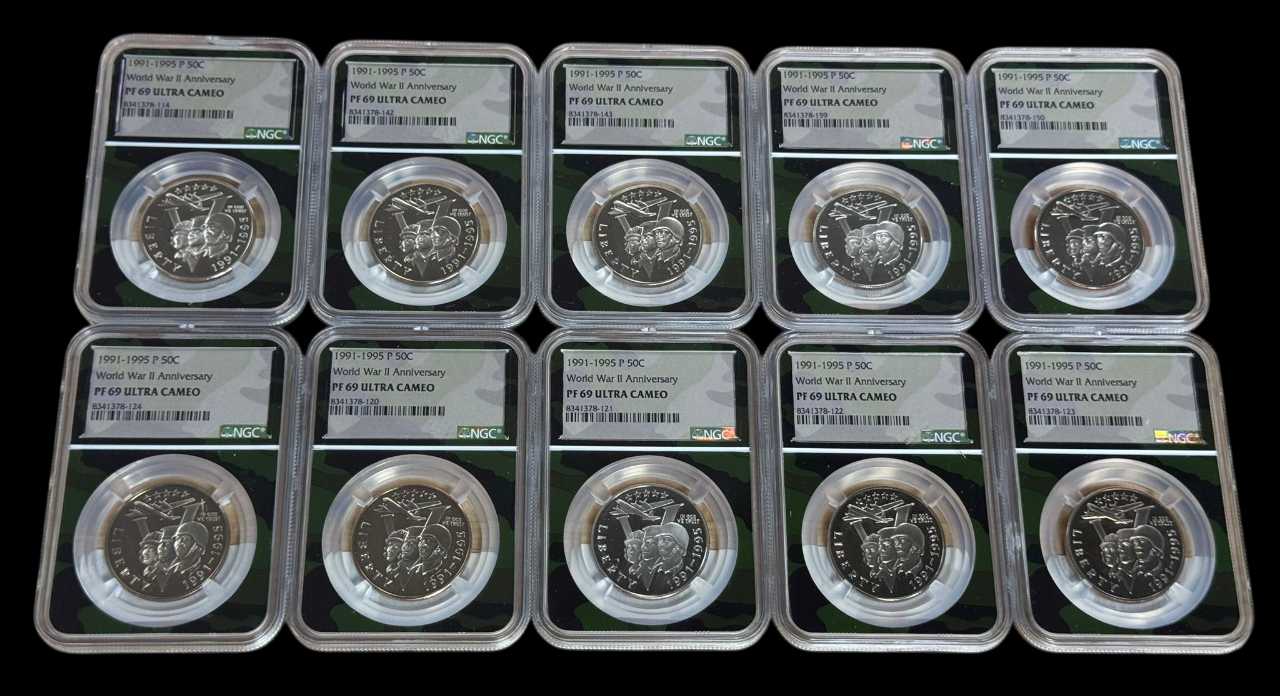 1991-1995 WWII Half Dollar - NGC PF69 Ultra Cameo - CoinsTV