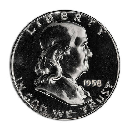 1958 Franklin 90% Silver Half Dollar Philadelphia - Proof - CoinsTV