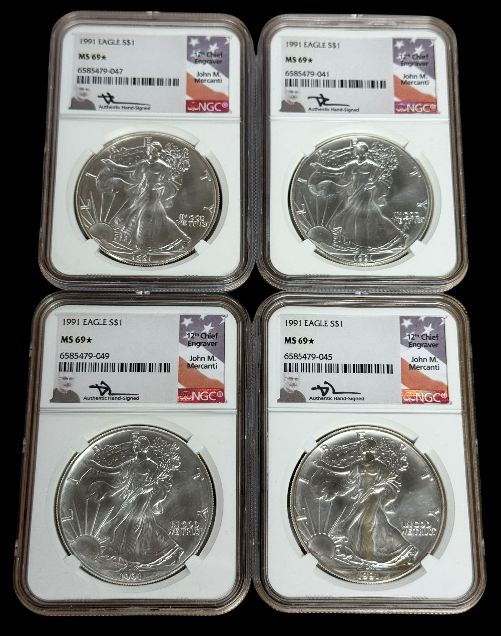 1991 Silver Eagle - Mercanti Signature - NGC MS69 Star - CoinsTV