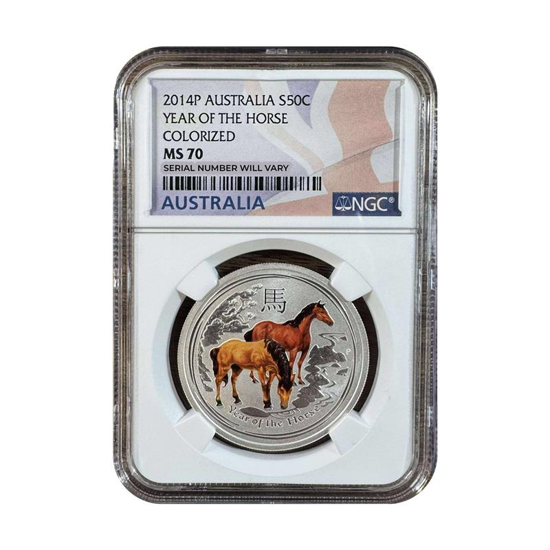 2014P Australia S50C Year of the Horse Colorized - NGC MS70 Australia Label - CoinsTV