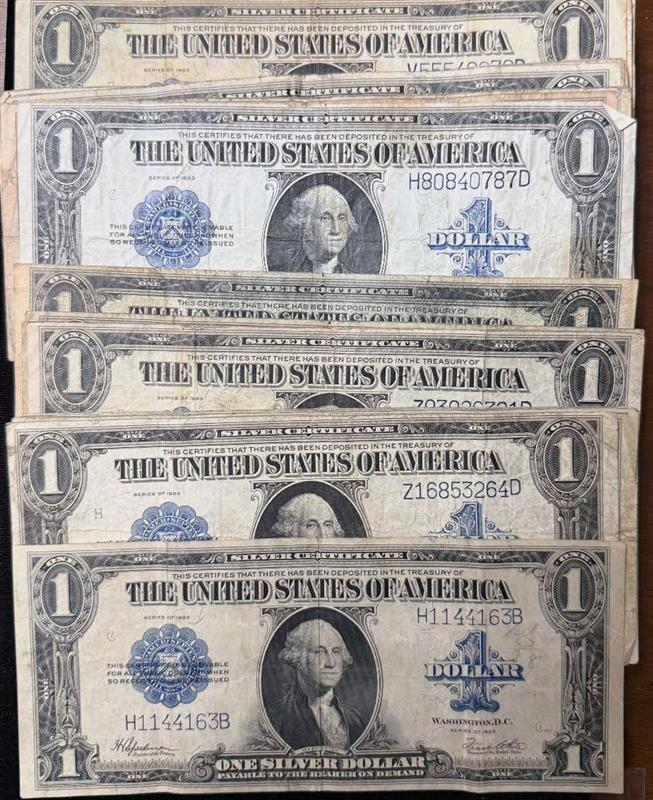 Spread of $1 Horseblanket Large Notes
