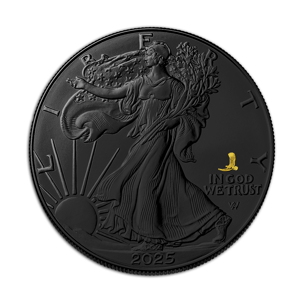 2025 U.S. Eagle with Eagle Privy Black Ruthenium Gold Privy Edition 1 oz Silver Coin - CoinsTV