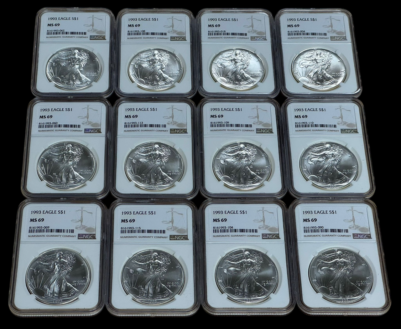 1993 Silver Eagle - Brown Label - NGC MS69