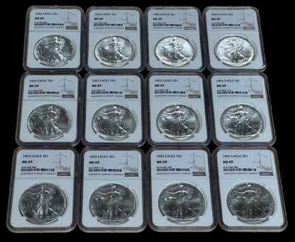 1993 Silver Eagle - Brown Label - NGC MS69