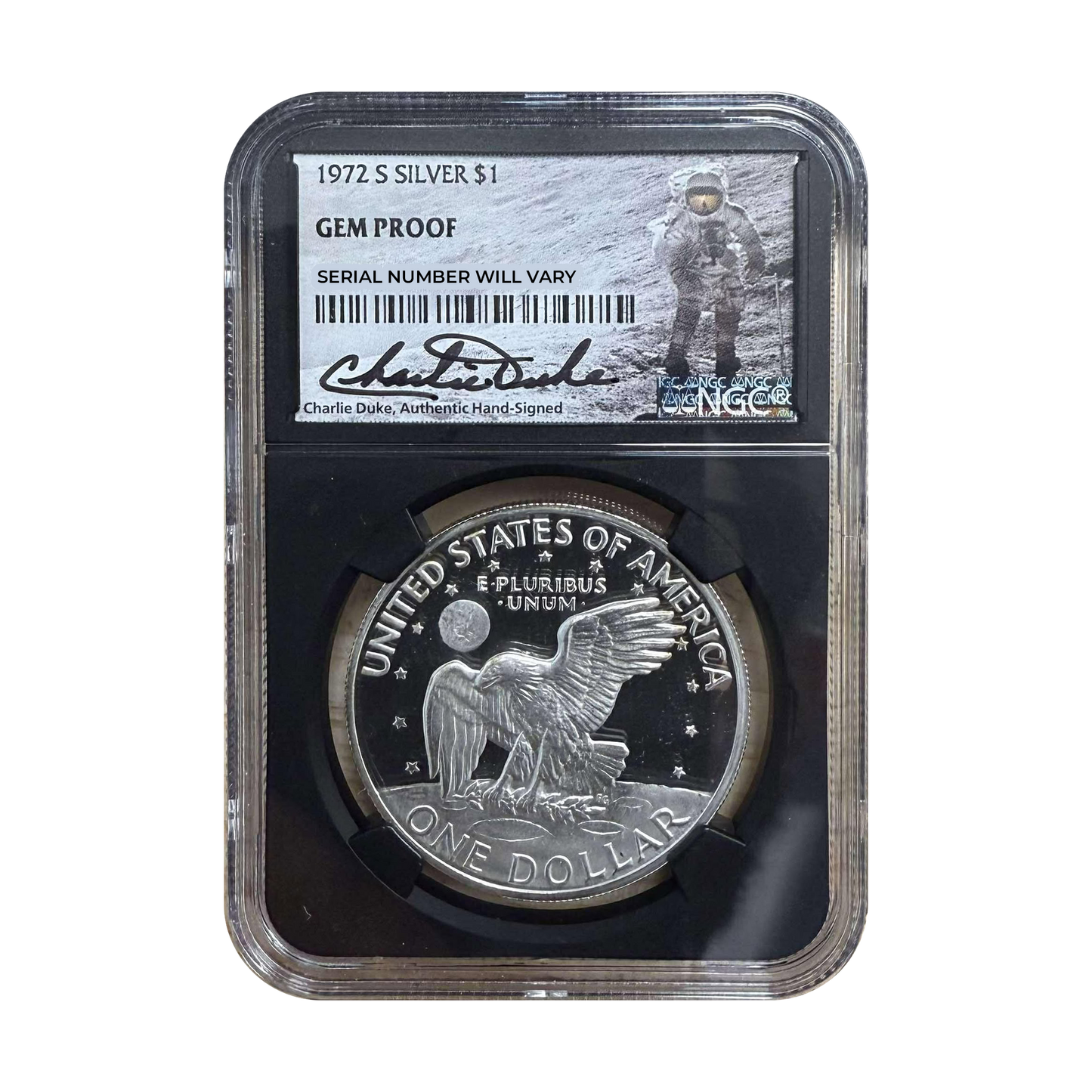 1972-S Eisenhower Silver Dollar - Gem Proof - NGC Charlie Duke