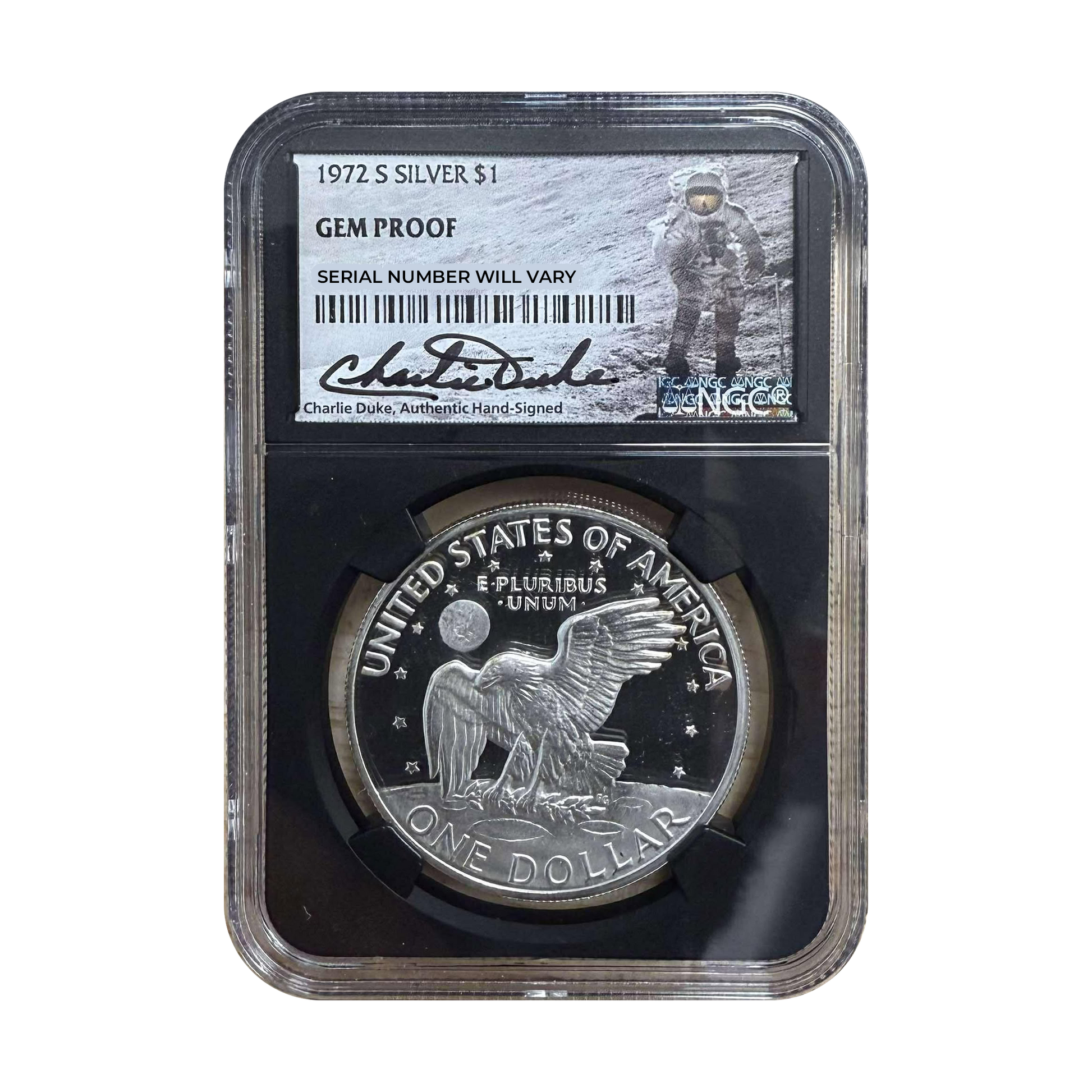 1972-S Eisenhower Silver Dollar - Gem Proof - NGC Charlie Duke