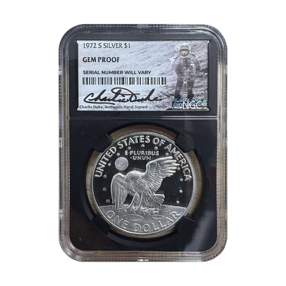 1972-S Eisenhower Silver Dollar - Gem Proof - NGC Charlie Duke Signature - CoinsTV