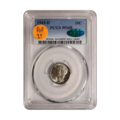1943-D Mercury Silver Dime Denver - PCGS MS68 CAC - CoinsTV