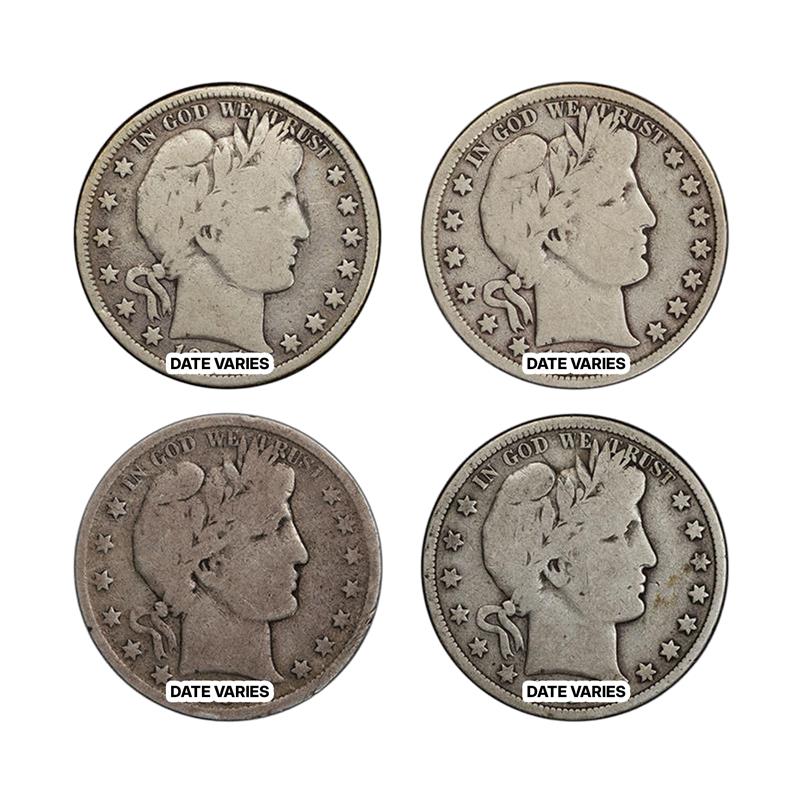 P,D,S,O Barber Half Dollar - Complete Mintmark Collection - CoinsTV