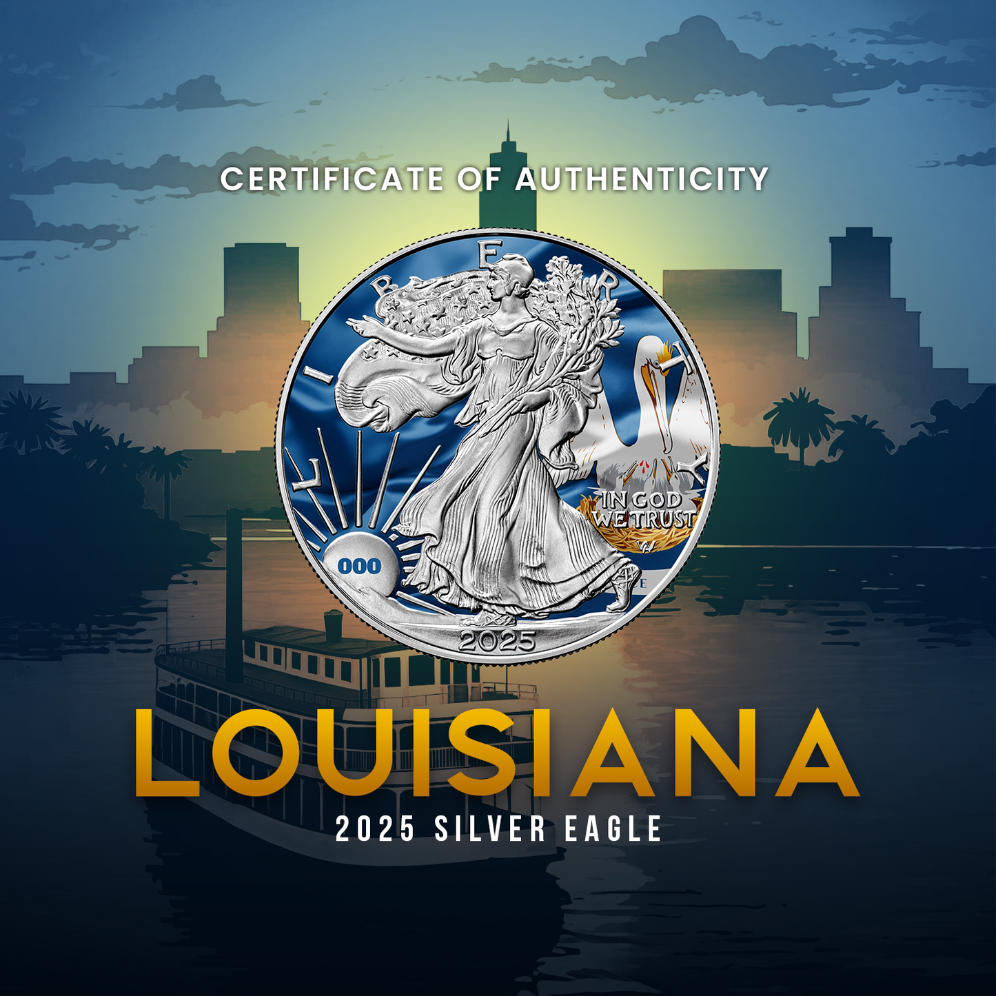 2025 State Flags Silver Eagle - Louisiana Limited Edition - CoinsTV